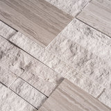 White Wooden Marble Mixed Finish Ledgestone Panel