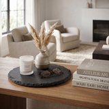 Black Slate Round Serving Tray